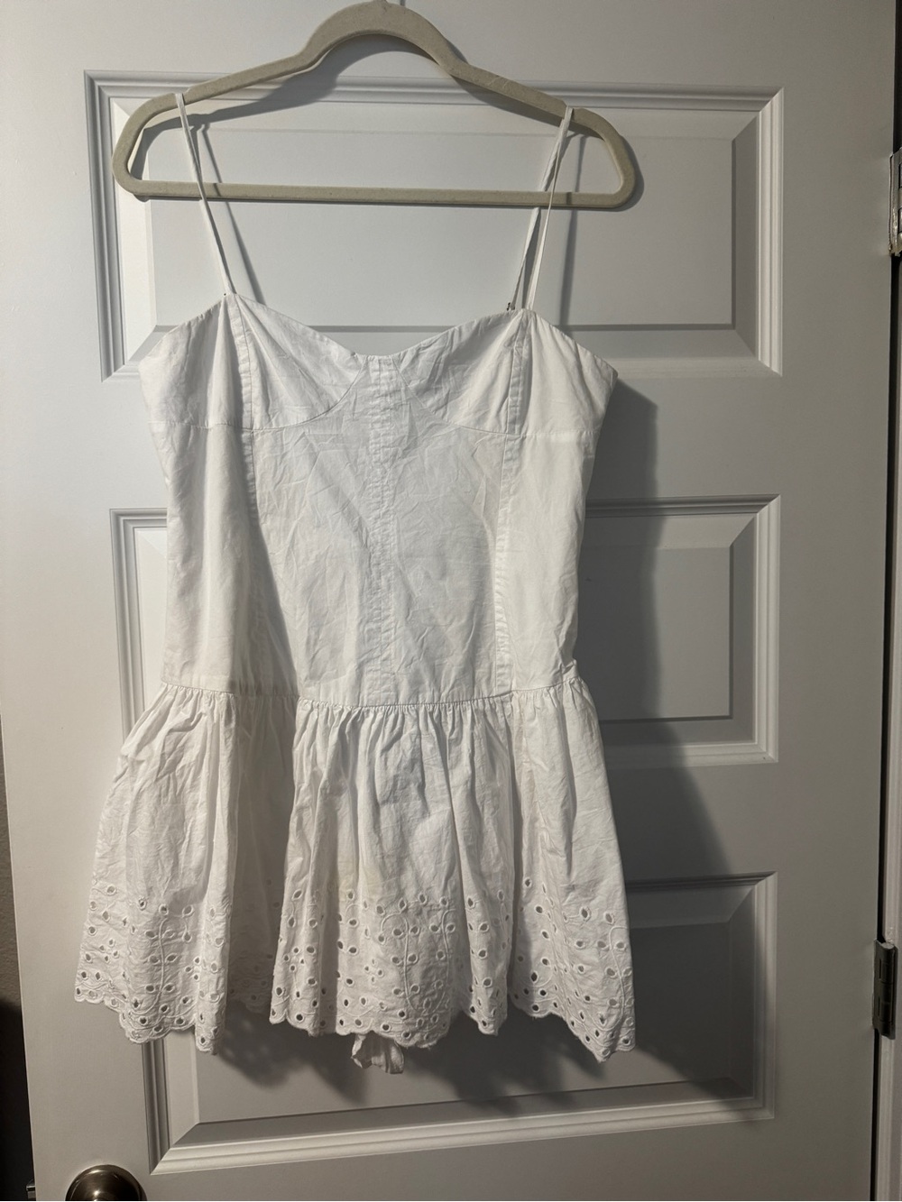 Zara White Eyelet Tiered Mini Dress